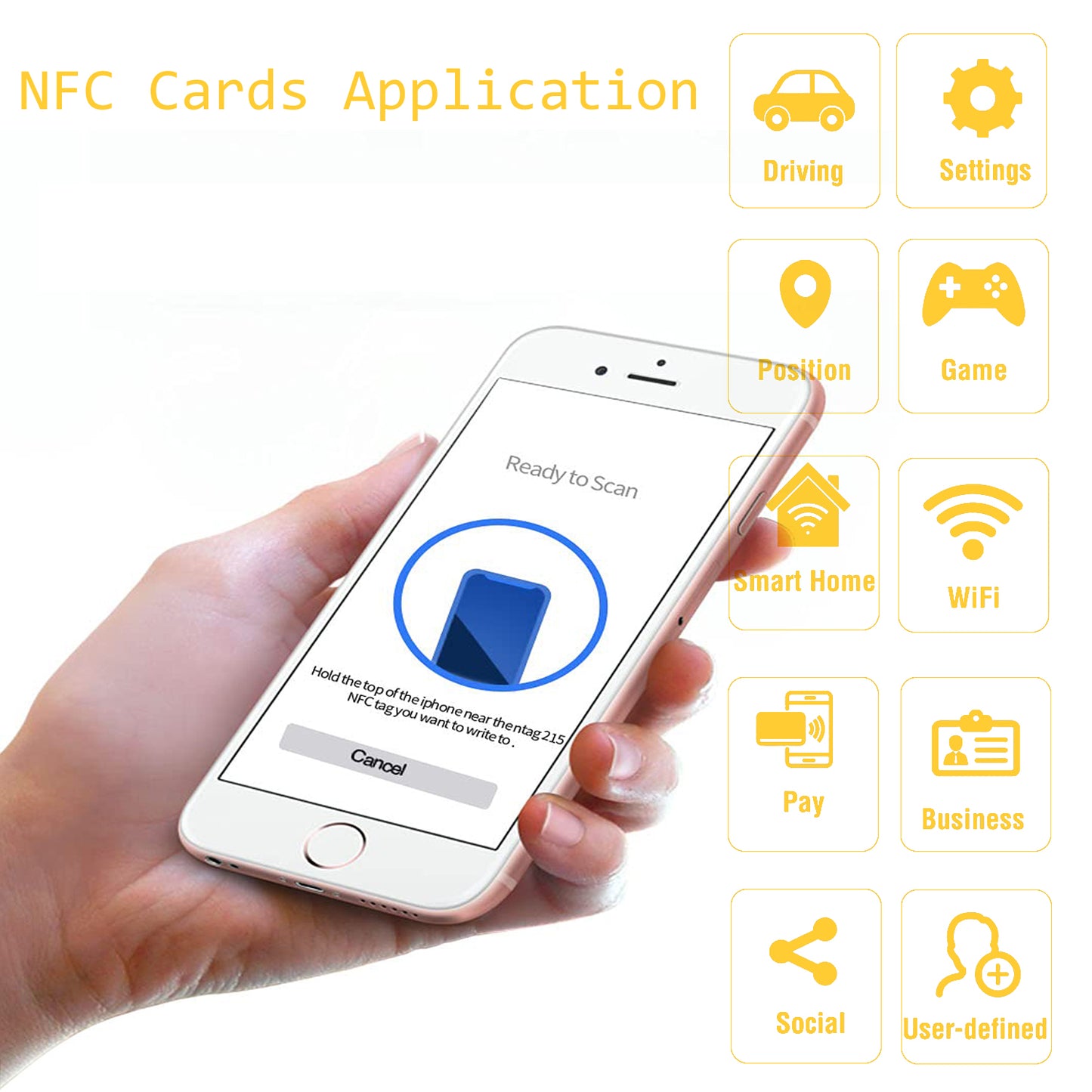 5 Pack NFC Metal Cards - Metal Front & PVC Back, Laser Customizable - 888 Bytes Storage - for Business & Networking