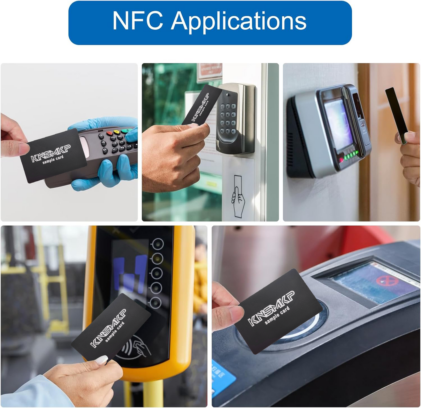 5 Pack NFC Metal Cards - Metal Front & PVC Back, Laser Customizable - 888 Bytes Storage - for Business & Networking
